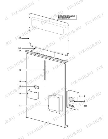 Взрыв-схема плиты (духовки) Tricity Bendix SB416GR (AVOCA) - Схема узла H10 Side/Back Panel